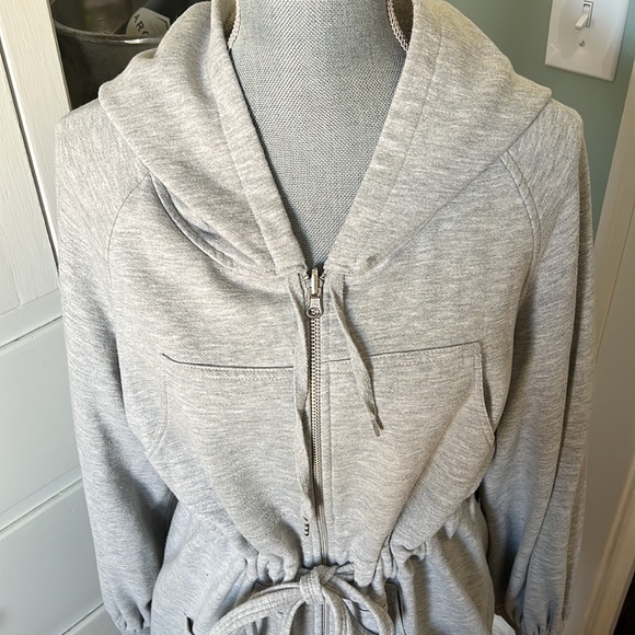 Norma Kamali Everlast gray sweatshirt hoodie dress Shacket with ties S - Picture 4 of 15